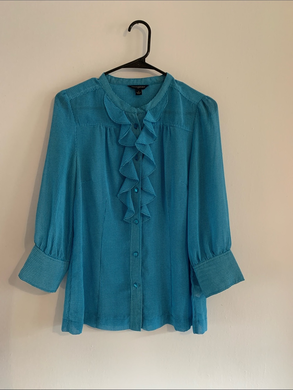 BANANA REPUBLIC Teal Ruffle Front Blouse